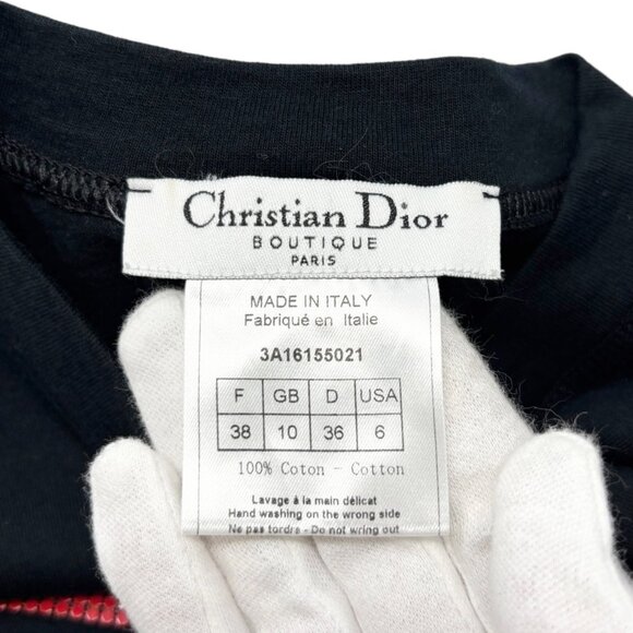 Christian Dior Vintage 2003 J'ADORE Big Logo T-shirt #38 Top Red Studs [105948] - Picture 9 of 9